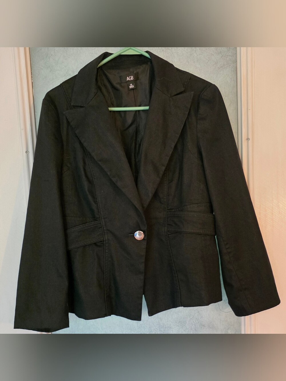 AGB Black Single-Button Tailored Blazer Size 14